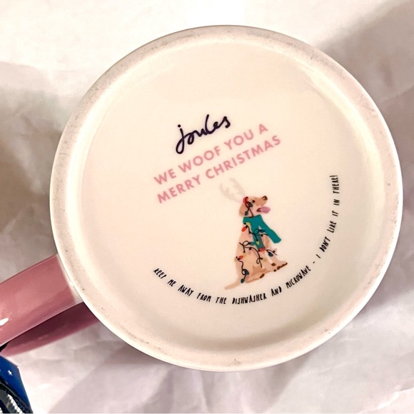 Two (2) JOULES Dog We Woof You a Merry Christmas Ceramic Mugs Blue/White 12oz - Picture 11 of 13